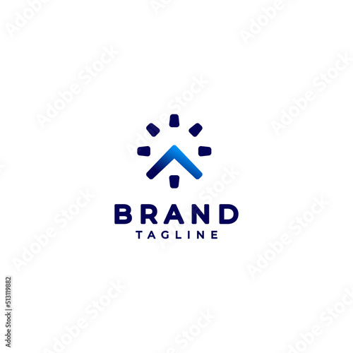 Creative Home Time Logo Design. Clock icon design with timeline forming the roof of the house.