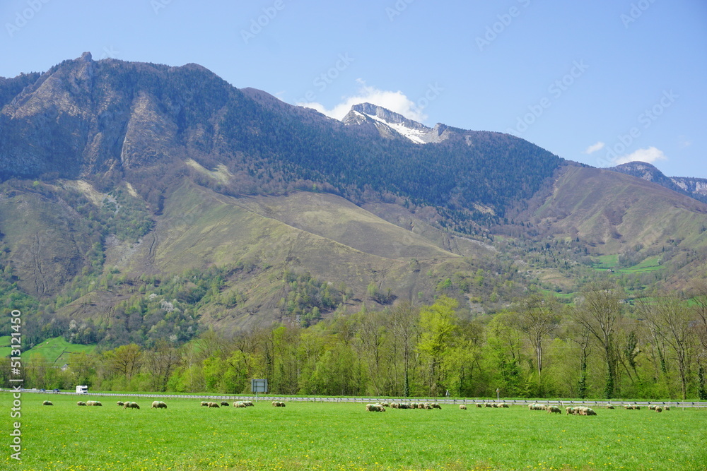 Paisaje de las montañas de Los Pirineos desde Francia
