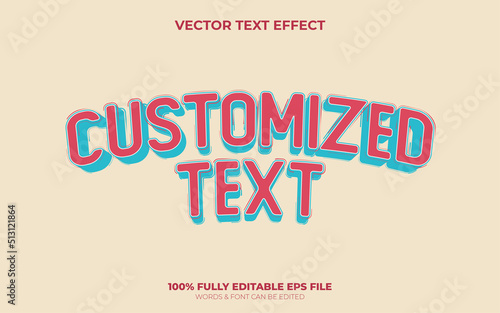 Editable 3d Vector Text Effect Cute and Vintage Modern Style with Soft and Pink Color