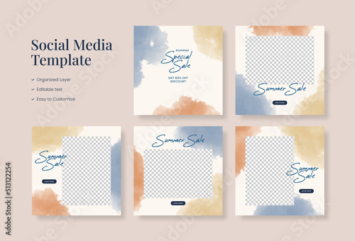 Social media template, trendy editable social media background