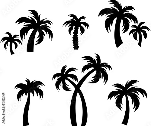 Palm trees black silhouettes icon illustration on white background..eps