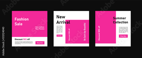 Fashion sales social media posts. Design for marketing fashion sales in summer vacation.