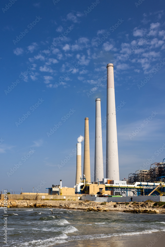 Top view The largest water desalination facility in the world, Hadera Israel Top view The largest water desalination facility in the world, Hadera Israel