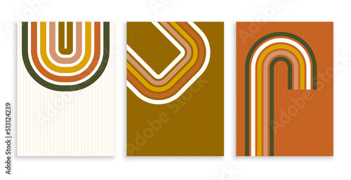 set of bohemian style retro lines background