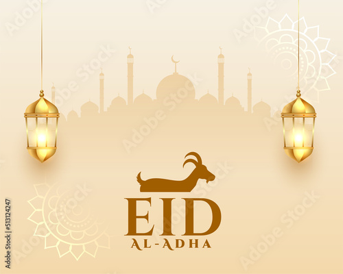realistic eid al adha bakrid greeting design