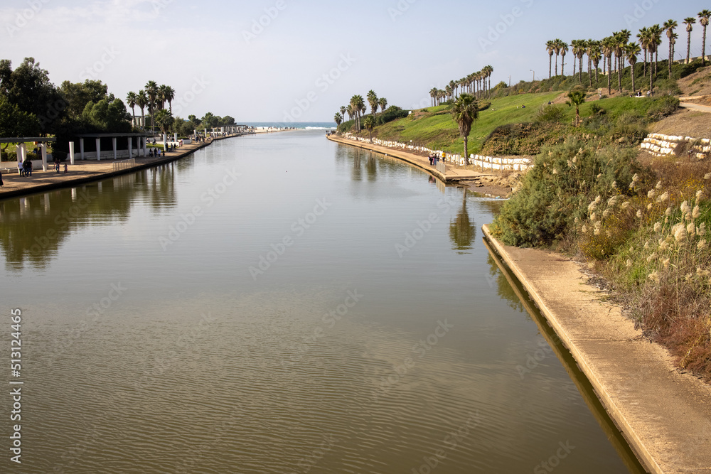 Hadera River Park, at the mouth of the Mediterranean Sea