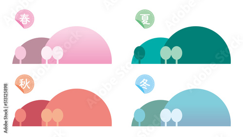 丸い形の山（四季のイメージ）