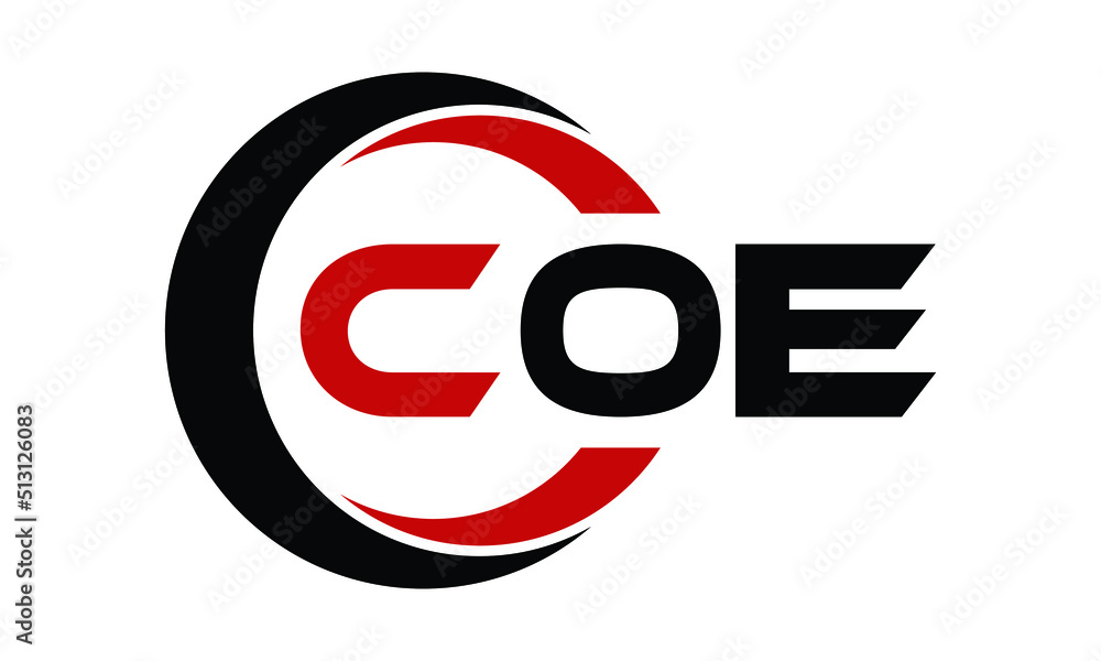 COE swoosh three letter logo design vector template | monogram logo ...