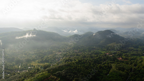 Mountain slopes covered with rainforest and jungle View from above.Sri Lanka.