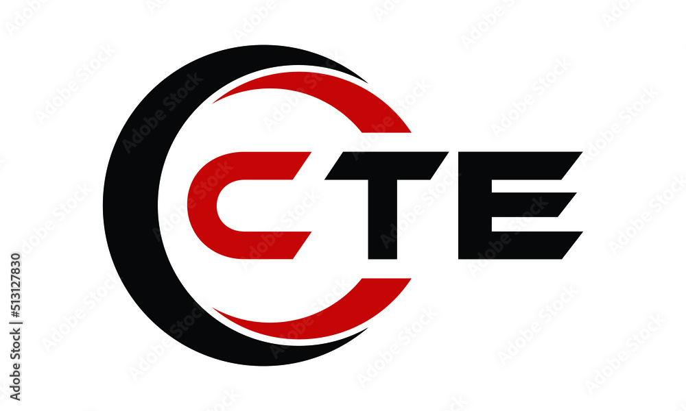 CTE swoosh three letter logo design vector template | monogram logo