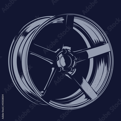 Car disk on a black background. Stylish car part. Car tuning disc
