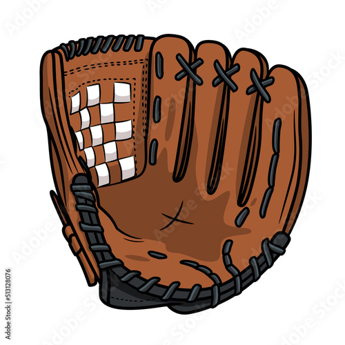 Baseball brown glove. Sports glove trap. Isolated on a white background. sports mood