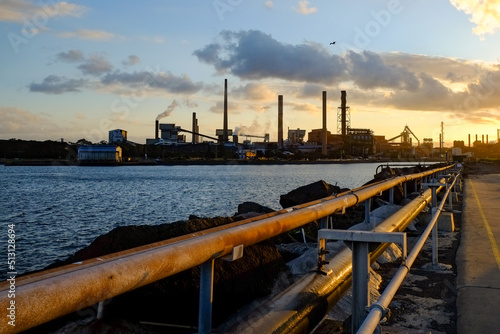 View of Coke Ovens at Sunset from the Breakwater at Port Kembla