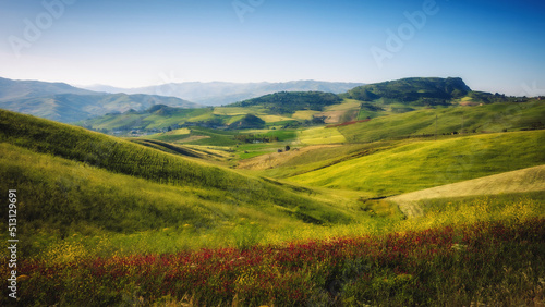 Sicilian Spring Countryside Hill Landscape