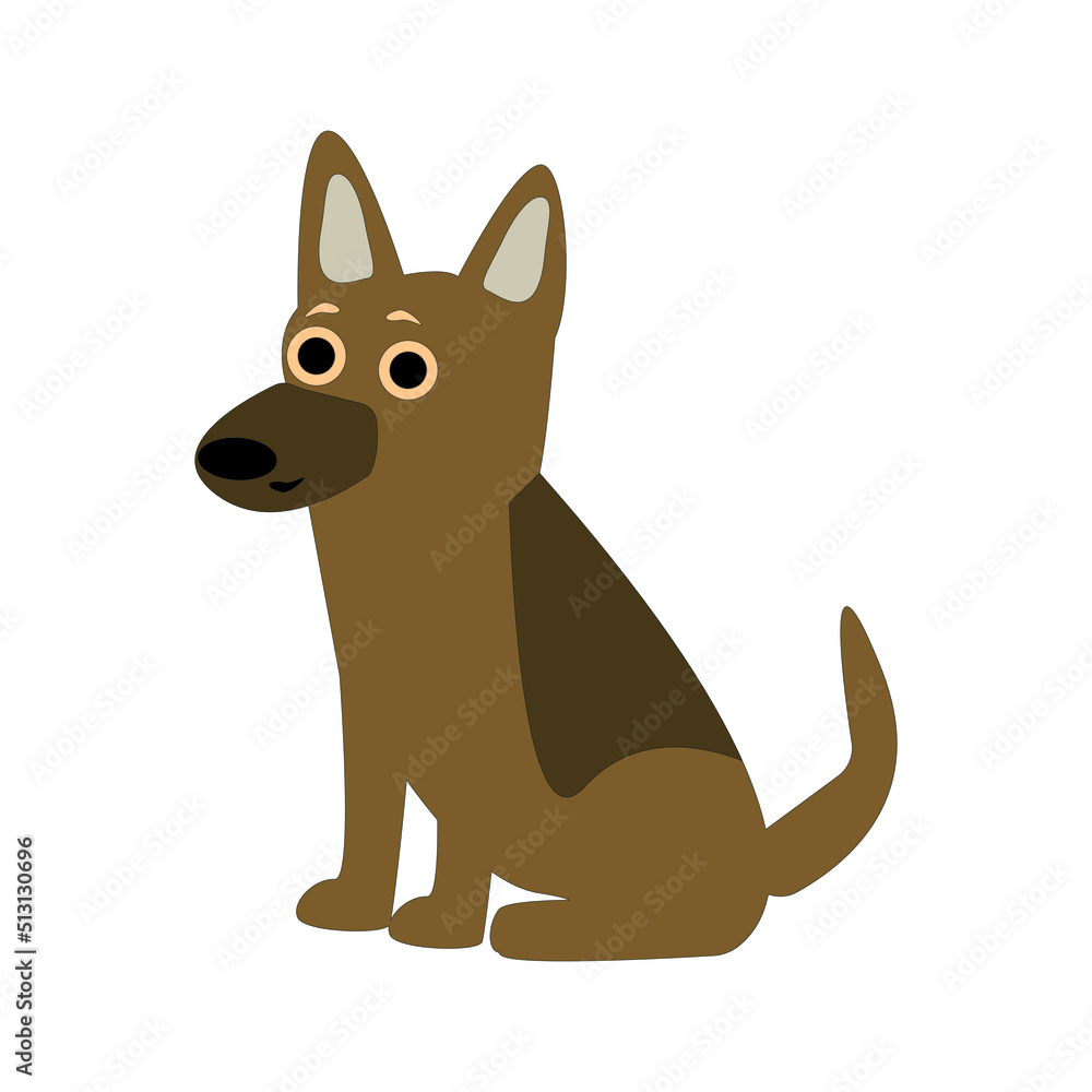 Puppy cute cartoon character Cute card in kawaii style. Lovely little puppy vector illustration cartoon sign, emblem isolated flat style for graphic and web design, logo for t-shirt print, stickers,
