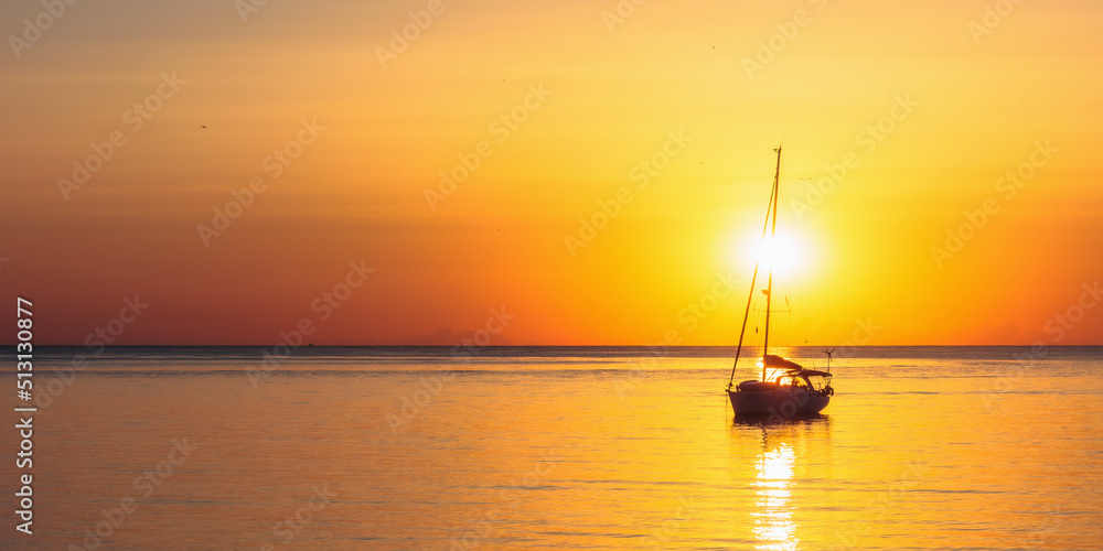 boat at sunset