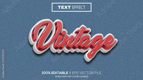 3d editable text effect vintage theme premium vector