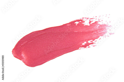 Glossy lipstick track example trace isolated on the white background