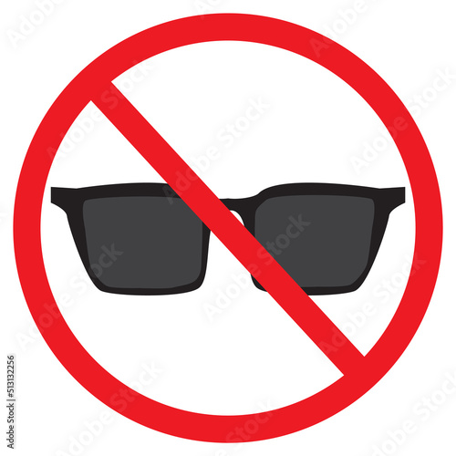 no sunglasses sign on white background. no sunglasses symbol. sunglasses prohibition symbol. flat style.