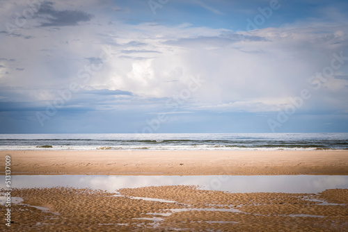 Canvas Print A summer seascape HDR of Findhorn Beach, on the Moray coast, northeast Scotland