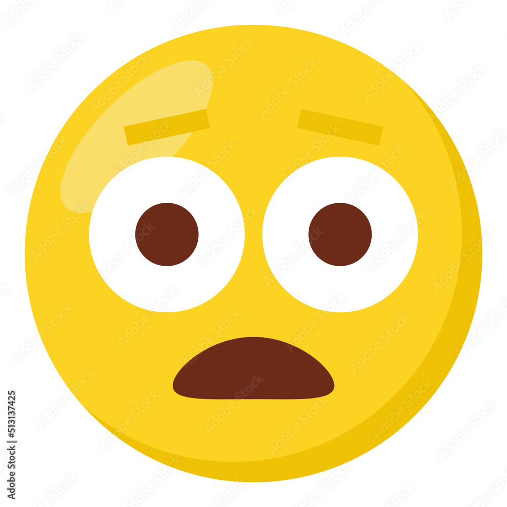 Astonished face expression character emoji flat icon. Astonished face expression character emoji flat icon.