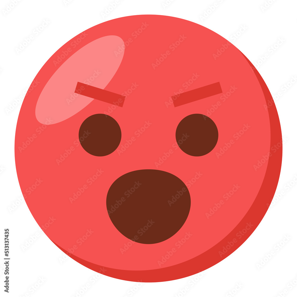Angry face expression character emoji flat icon. Angry face expression character emoji flat icon.