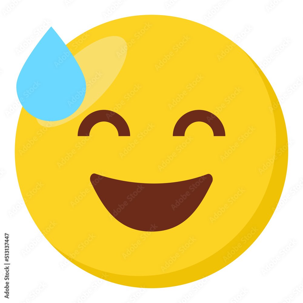 Happy smile face expression character emoji flat icon. Happy smile face expression character emoji flat icon.