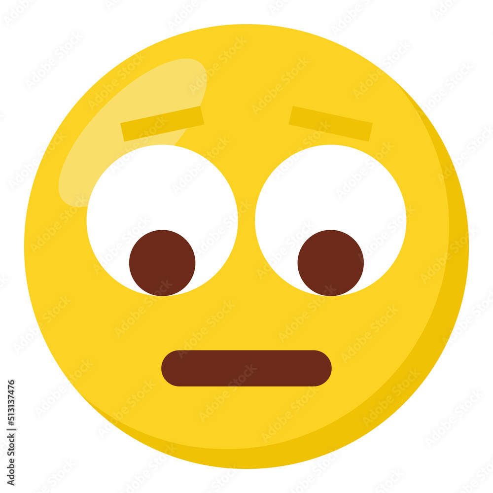 Rolling eyes face expression character emoji flat icon. Rolling eyes face expression character emoji flat icon.