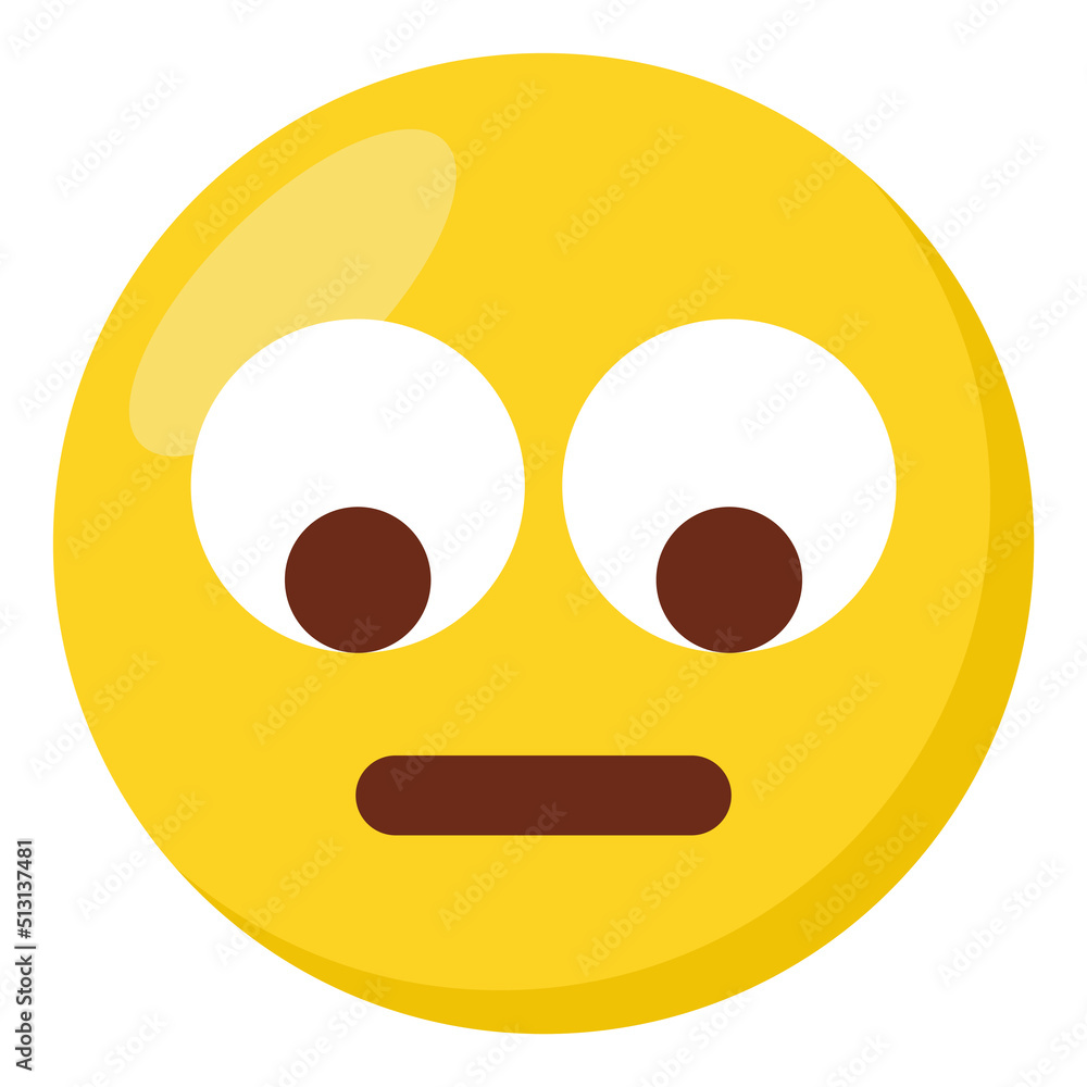 Fototapeta premium Rolling eyes face expression character emoji flat icon.