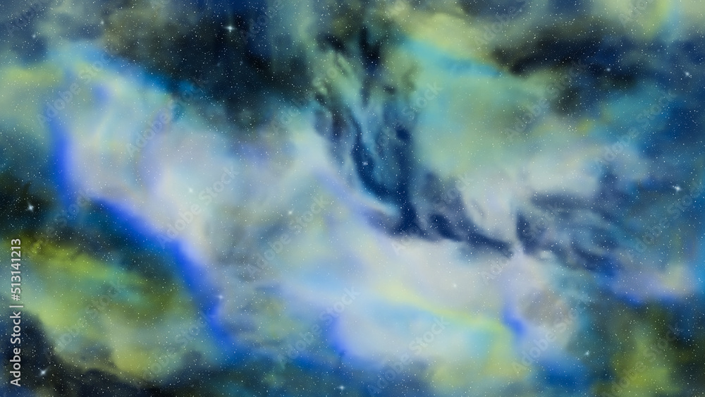 Abstract background is a multicolored cosmic nebula.