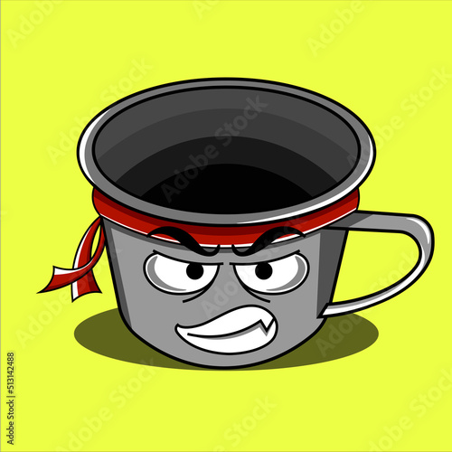 Cartoon glass with angry face for animation