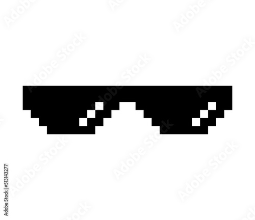 Foto Fun retro pixel sun glass icon, life style meme sunglasses thug, vector illustra