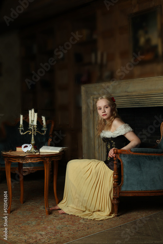 Retro portrait of a attractive young woman in classic vintage dress