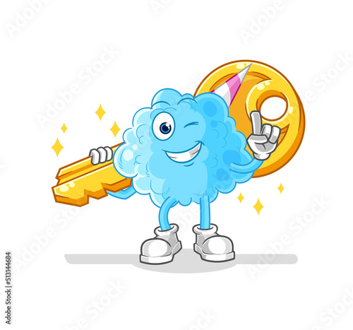 cotton candy carry the key mascot. cartoon vector