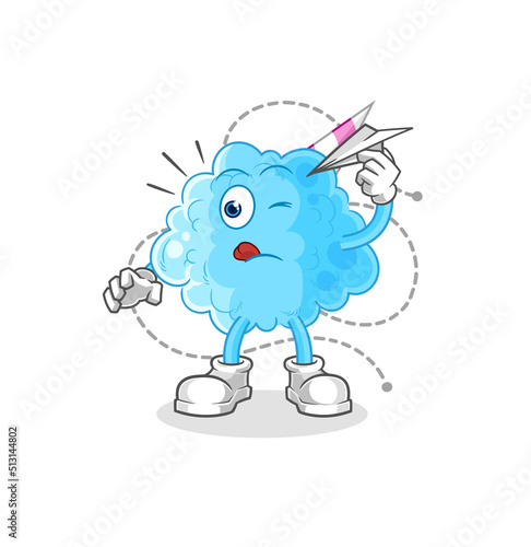 cotton candy with paper plane character. cartoon mascot vector
