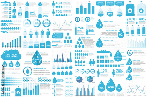 Big set of water infographic elements