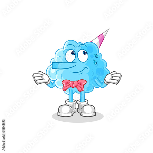 cotton candy lie like Pinocchio character. cartoon mascot vector