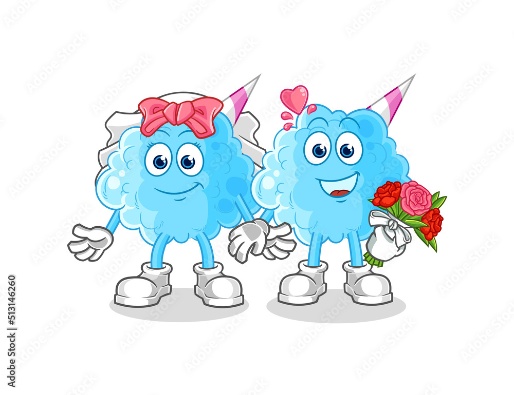 cotton candy wedding cartoon. cartoon mascot vector