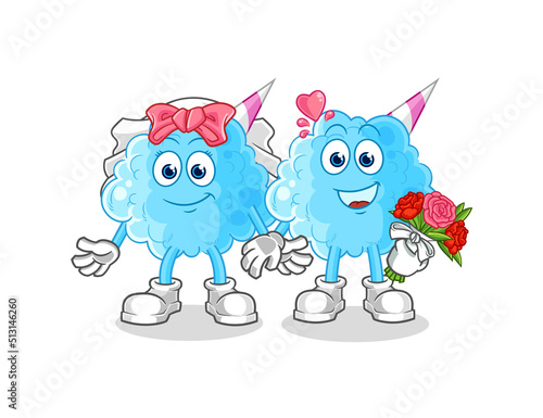 cotton candy wedding cartoon. cartoon mascot vector