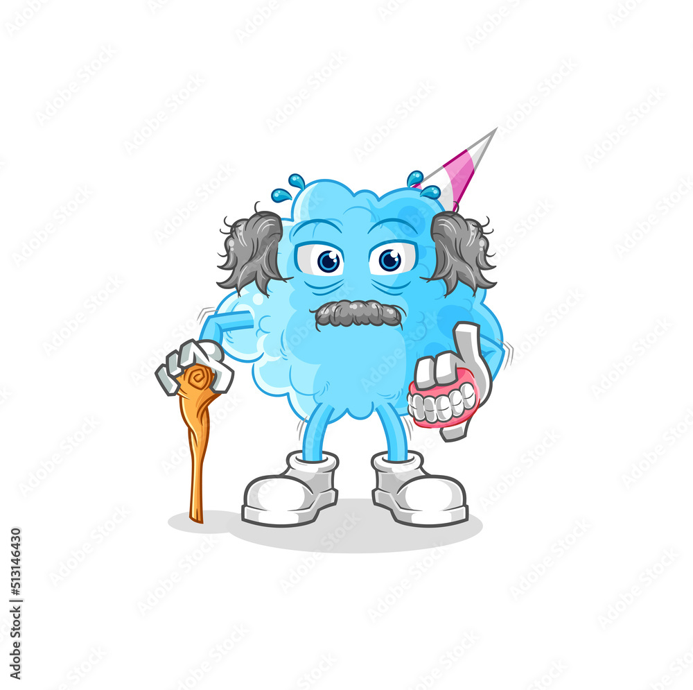 cotton candy white haired old man. character vector cotton candy white haired old man. character vector