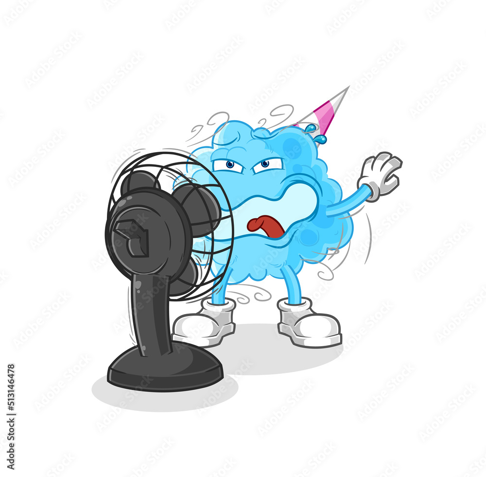 cotton candy with the fan character. cartoon mascot vector