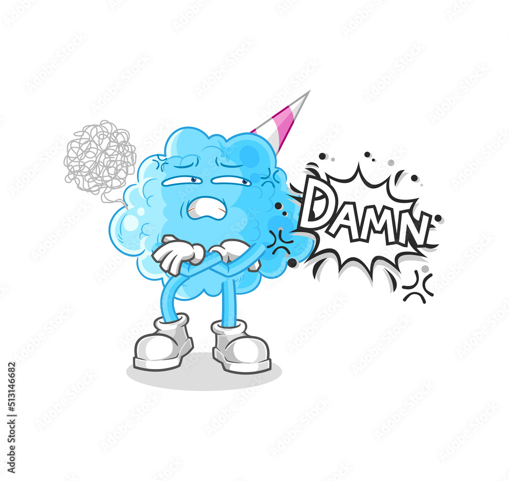 cotton candy very pissed off illustration. character vector