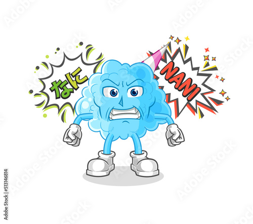 cotton candy anime angry vector. cartoon character
