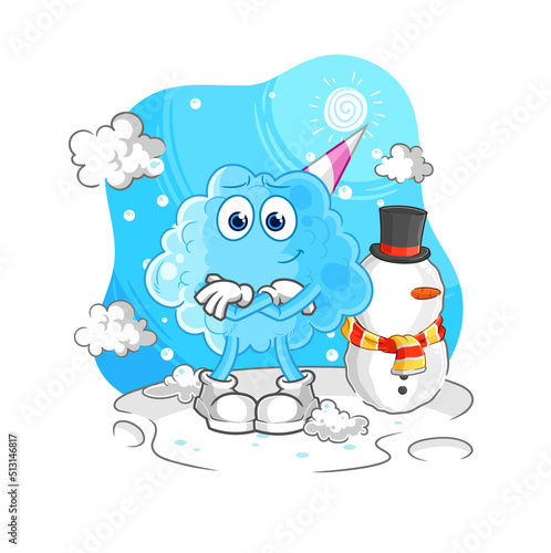 cotton candy in cold winter character. cartoon mascot vector