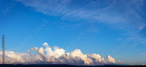 cumulus clouds in the evening