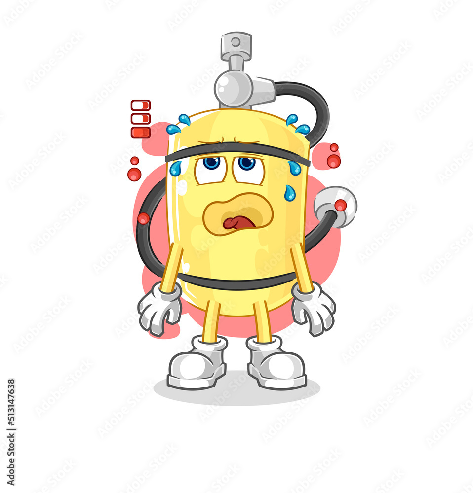 Obraz premium diver cylinder low battery mascot. cartoon vector