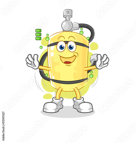 diver cylinder full battery character. cartoon mascot vector