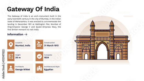 The Heritage of Gateway Of India Monumental Design-Vector Illustration