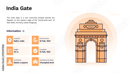 The Heritage of India Gate Monumental Design-Vector Illustration