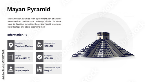 The Heritage of Mayan pyramid Chichen Itza Monumental Design  -Vector Illustration